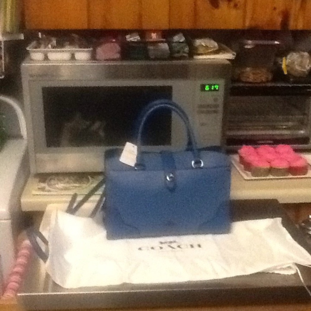 NWT Coach Blue Mercer Mixed Leather